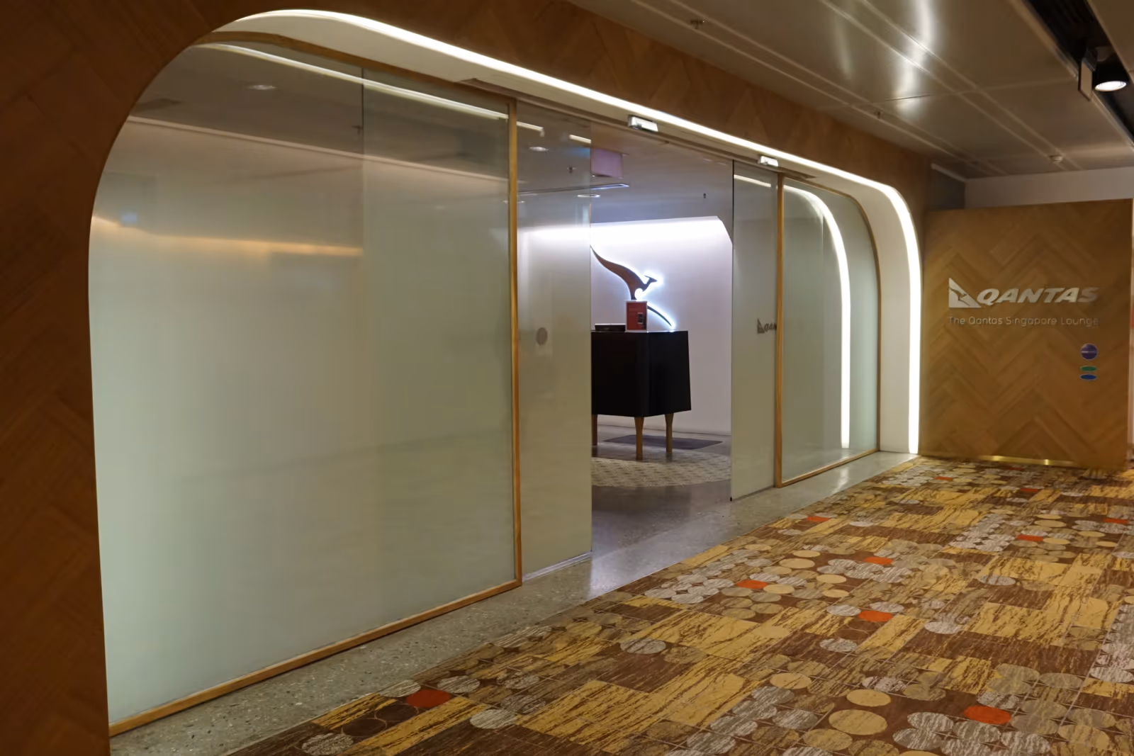 Entrance to the Qantas lounge at Singapore Changi Airport